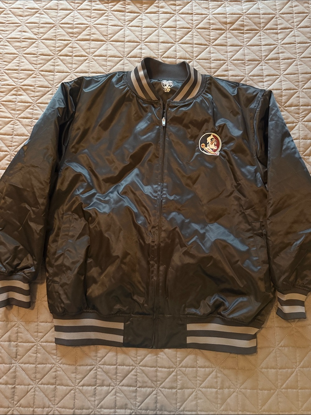 Florida State University Rivalry Threads Black Bomber Jacket with Gray Trim